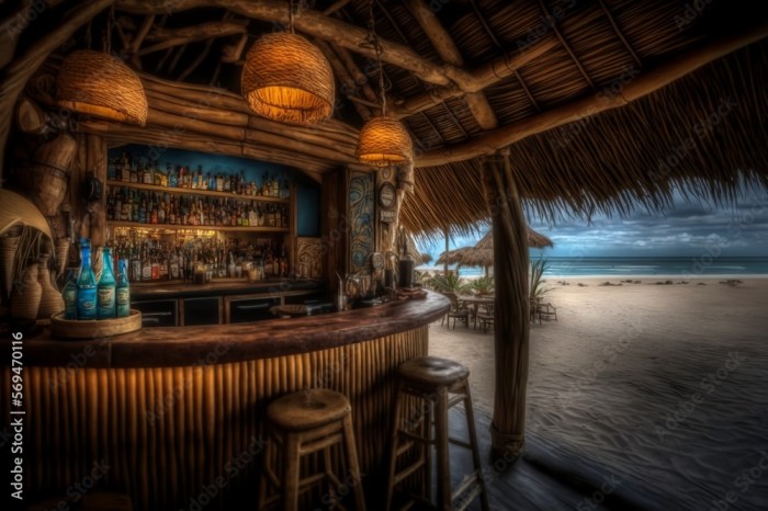 Beach bar mit sand im wohnzimmer